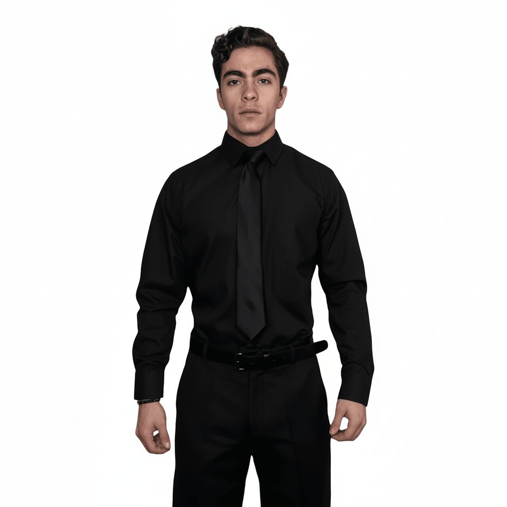 Camisa De Vestir Para Adulto Negra 34, 36, 38, 40 Y 42 - Garufa Jeans