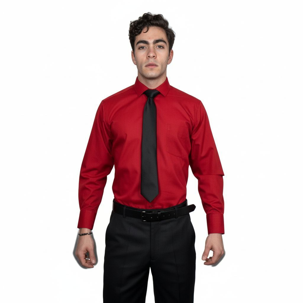 Camisa De Vestir Para Adulto Roja 34 A 42 - Garufa Jeans