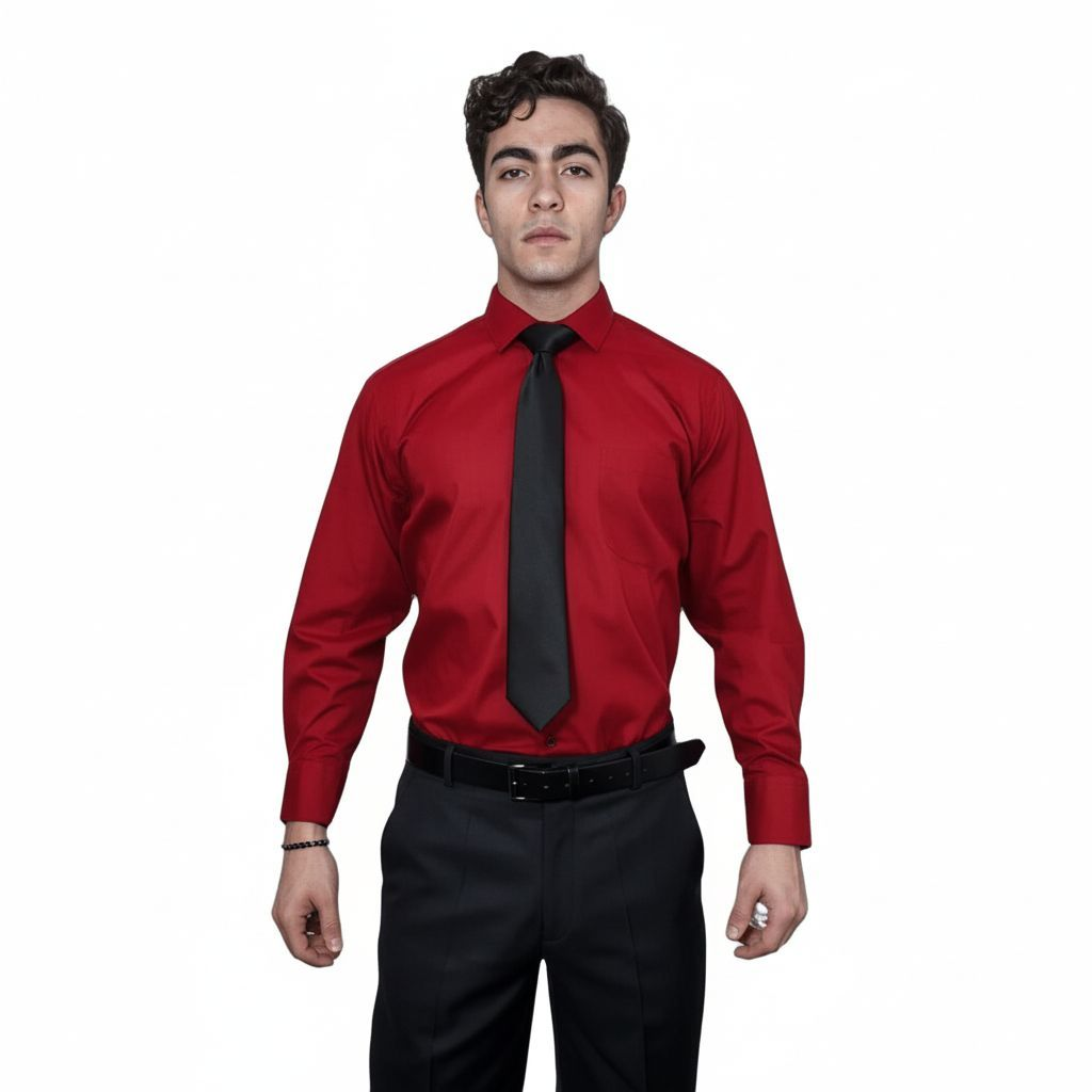 Camisa De Vestir Para Adulto Roja 34 A 42 - Garufa Jeans