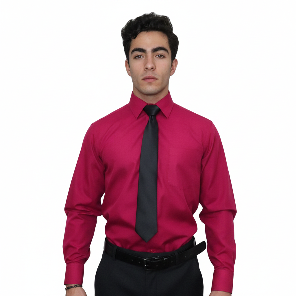 Camisa De Vestir Para Adulto Rosa Fiusha 34 A 42 - Garufa Jeans