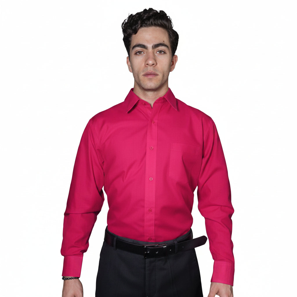 Camisa De Vestir Para Adulto Rosa Fiusha 34 A 42 - Garufa Jeans