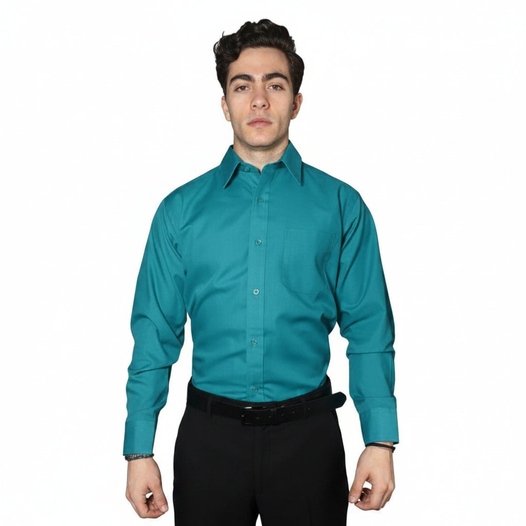 Camisa De Vestir Para Adulto Verde Jade 34 A 42 - Garufa Jeans