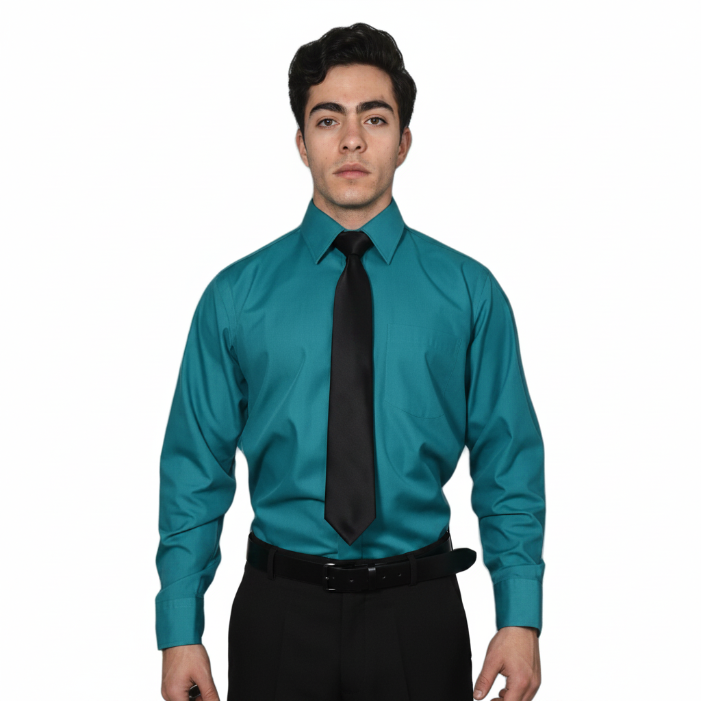 Camisa De Vestir Para Adulto Verde Jade 34 A 42 - Garufa Jeans