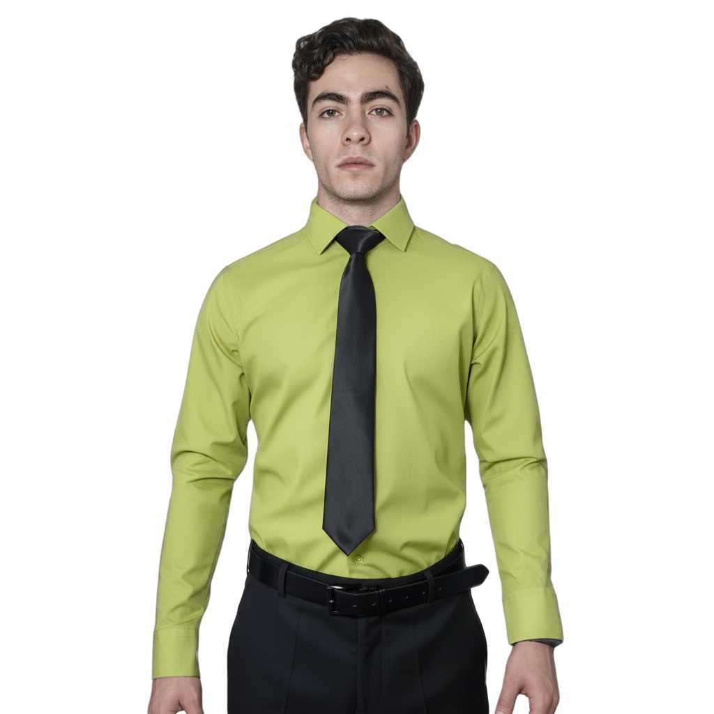 Camisa De Vestir Para Adulto Verde Manzana 34 A 42 - Garufa Jeans