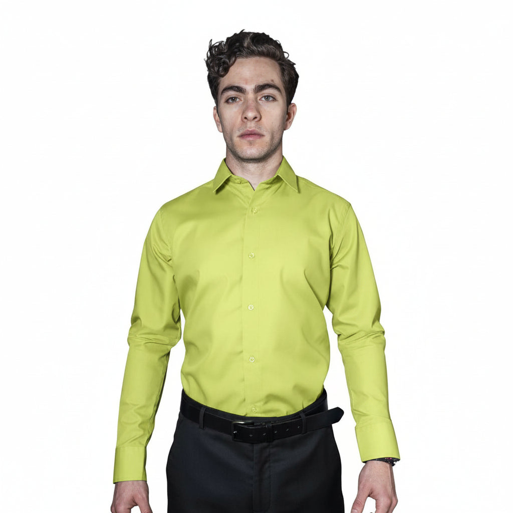 Camisa De Vestir Para Adulto Verde Manzana 34 A 42 - Garufa Jeans