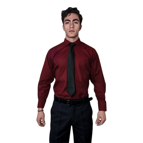 Camisa De Vestir Para Adulto Vino 34 A 42 - Garufa Jeans