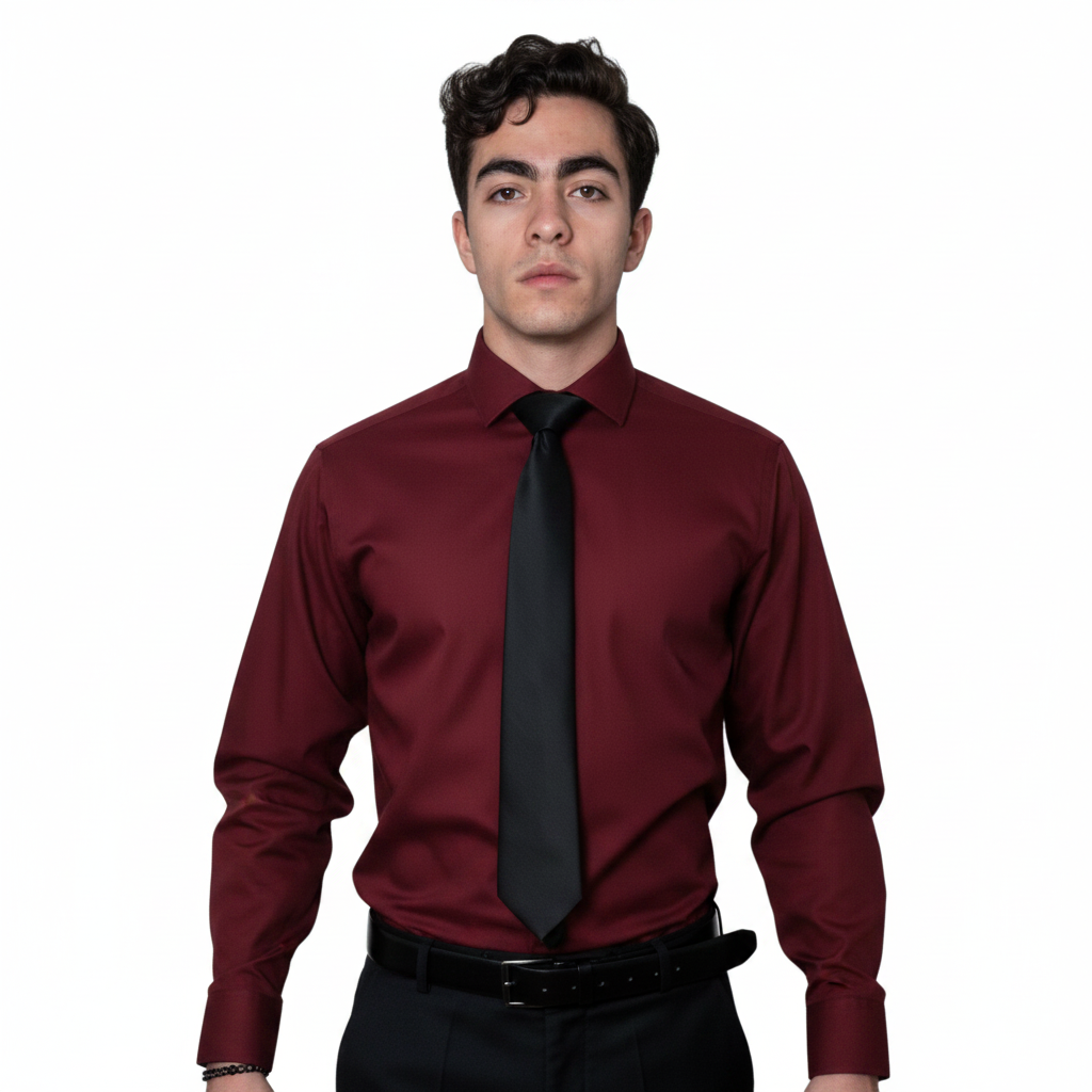 Camisa De Vestir Para Adulto Vino 34 A 42 - Garufa Jeans