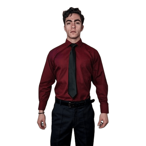 Camisa De Vestir Para Adulto Vino 34 A 42 - Garufa Jeans