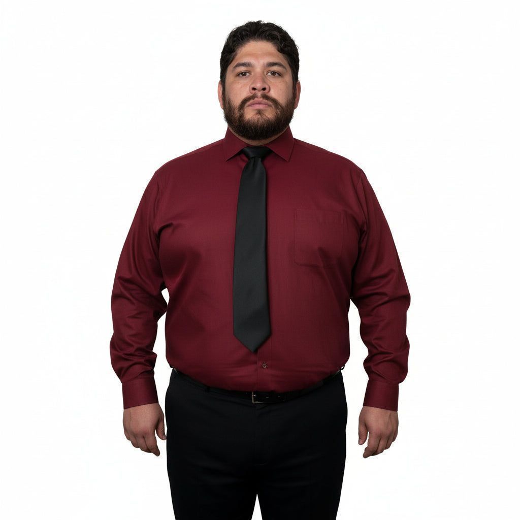 Camisa De Vestir Para Adulto Vino Tallas Extras 52, 54 Y 56 - Garufa Jeans