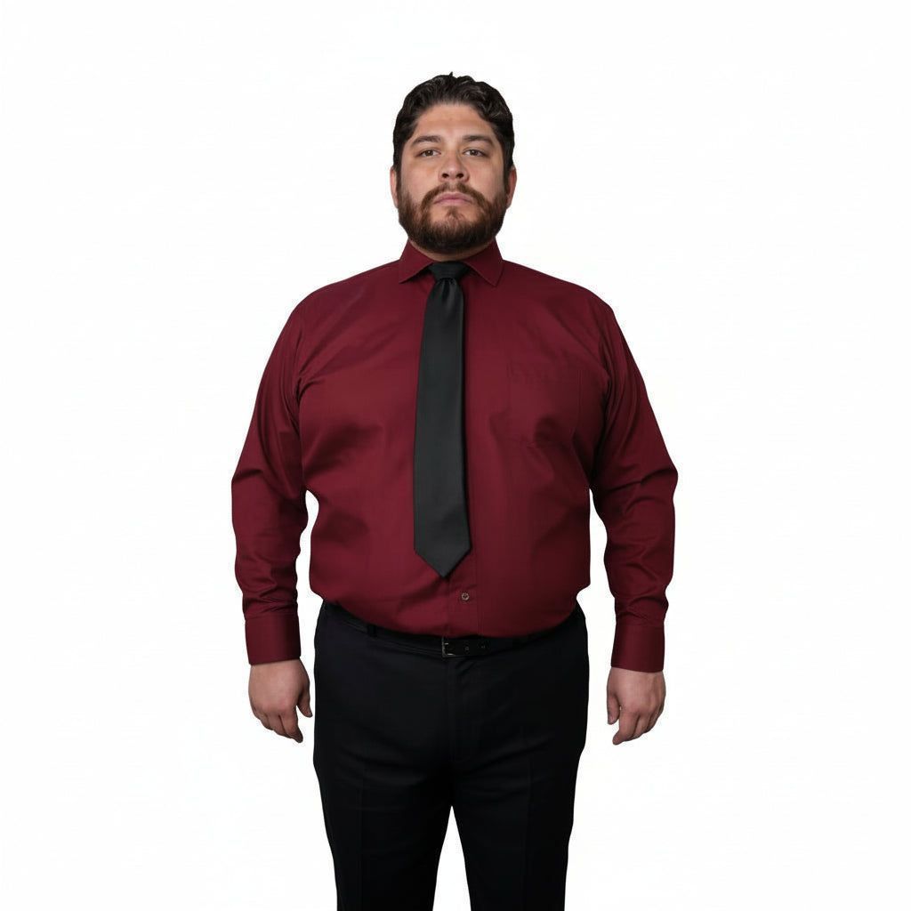 Camisa De Vestir Para Adulto Vino Tallas Extras 52, 54 Y 56 - Garufa Jeans