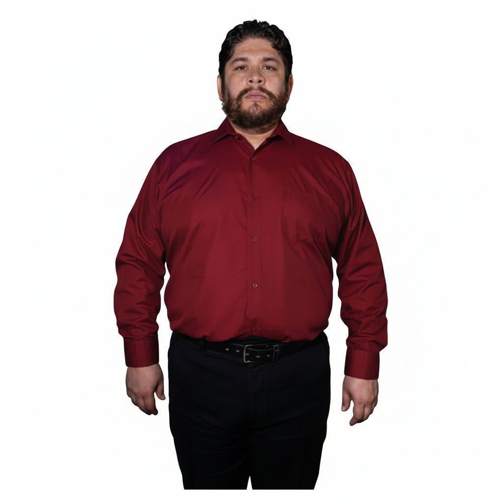 Camisa De Vestir Para Adulto Vino Tallas Extras 52, 54 Y 56 - Garufa Jeans
