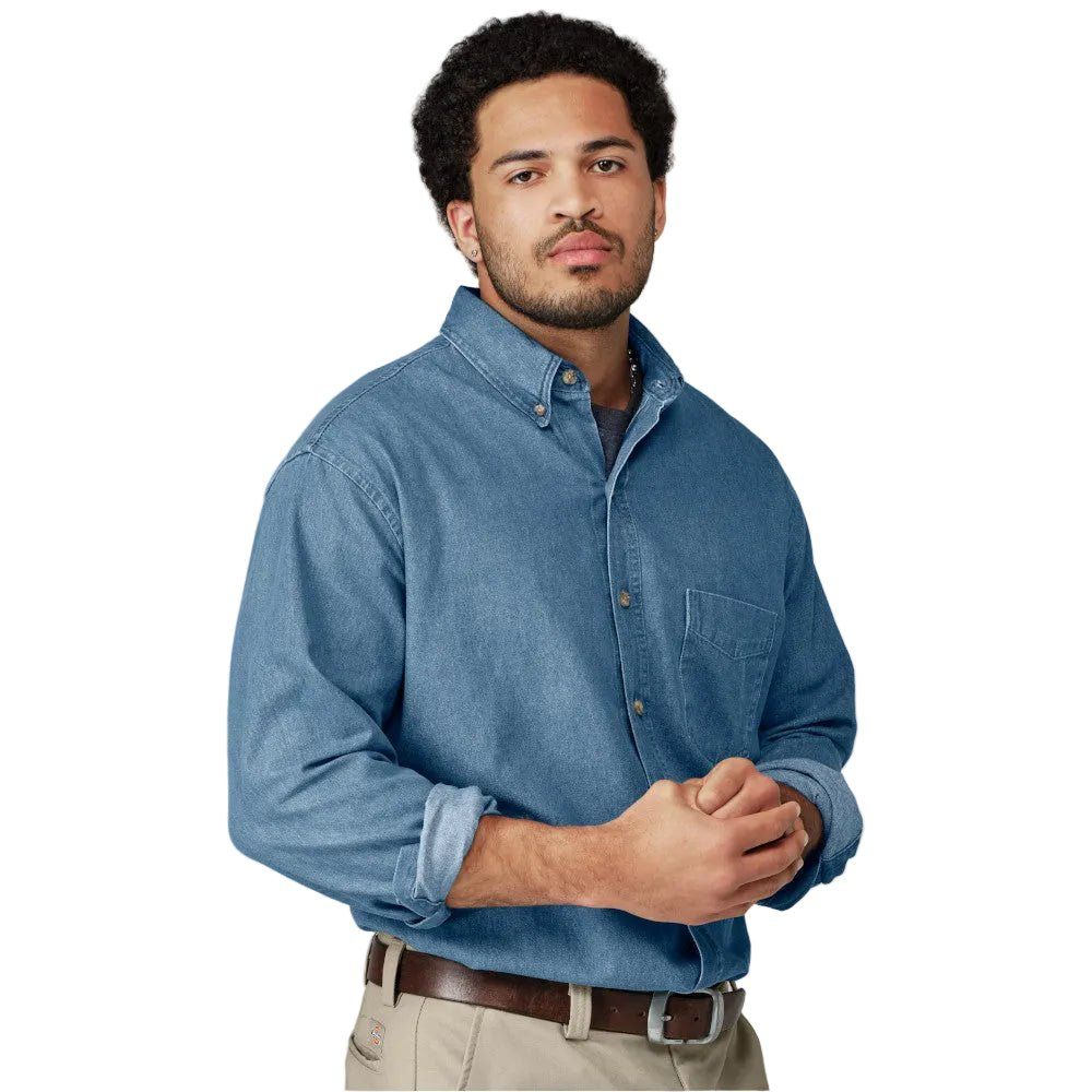 Camisa Dickies WL30 Mezclilla Manga Larga Durable Resistente - Garufa Jeans