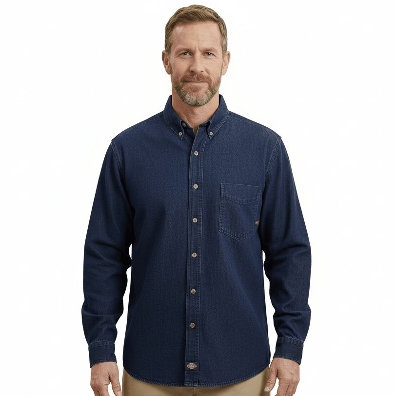Camisa Dickies Wl30 Mezclilla Manga Larga Durable Resistente - Garufa Jeans