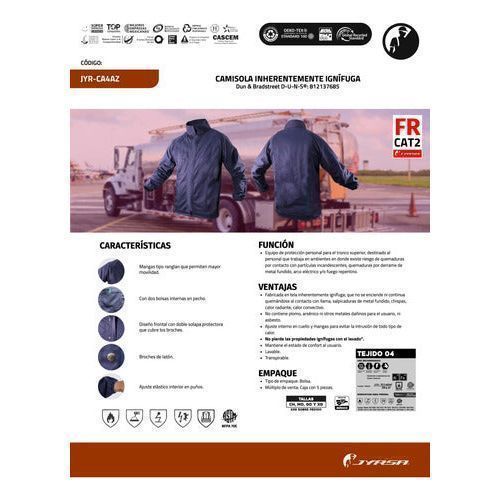Camisa Jyrsa Jyr - ca4 Fr Ignífuga Arco Eléctrico Categoría 2 - Garufa Jeans