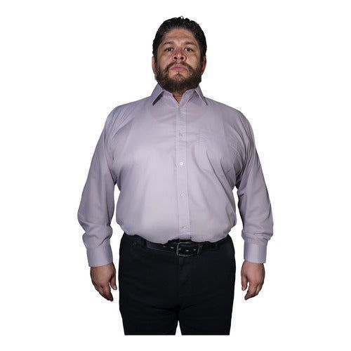 Camisa Vestir Adulto Gris Claro Perla Tallas Extras 44 A 50 - Garufa Jeans
