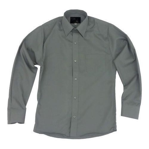 Camisa Vestir Adulto Gris Obscuro Oxford Talla Extra 44 A 50 - Garufa Jeans