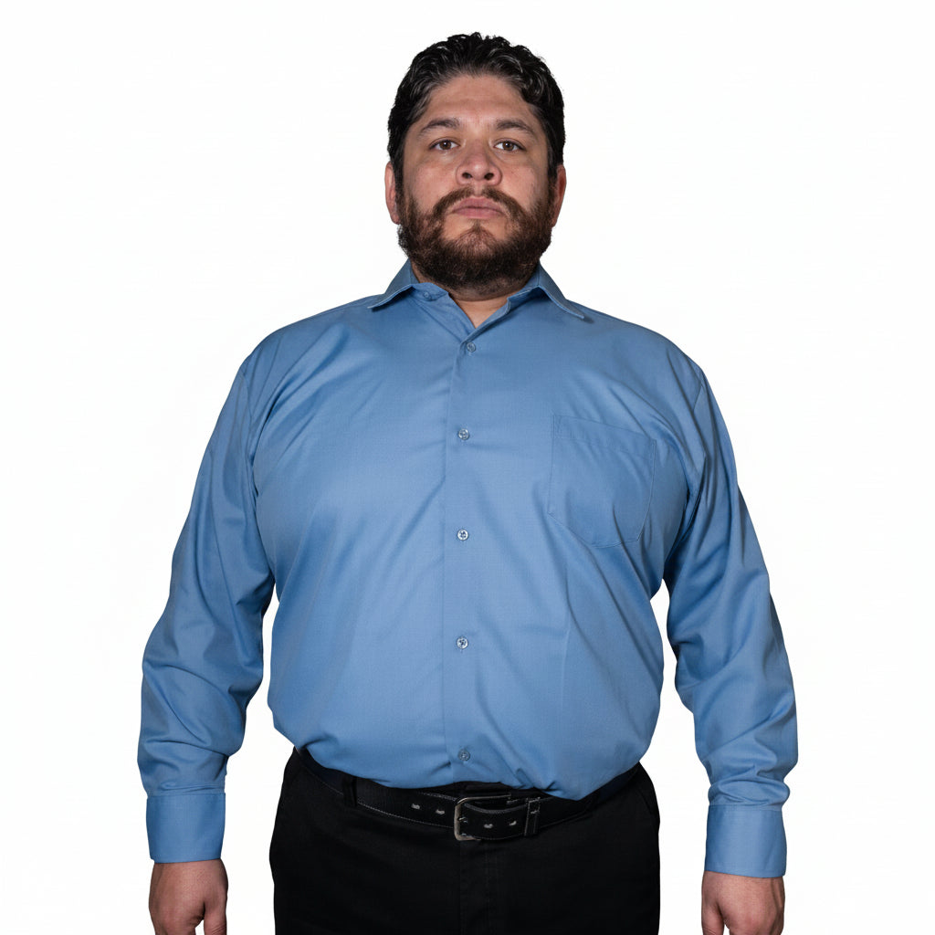 Camisa Vestir Formal Adulto Azul Francia Talla Extra 58 Y 60 - Garufa Jeans
