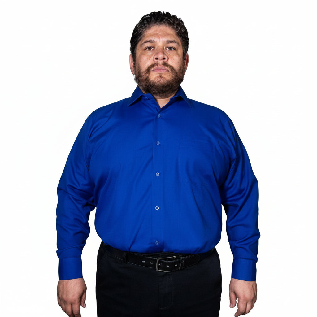 Camisa Vestir Formal Adulto Azul Rey Tallas Extras 58 Y 60 - Garufa Jeans