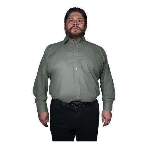 Camisa Vestir Formal Adulto Gris Oxford Talla Extras 58 Y 60 - Garufa Jeans