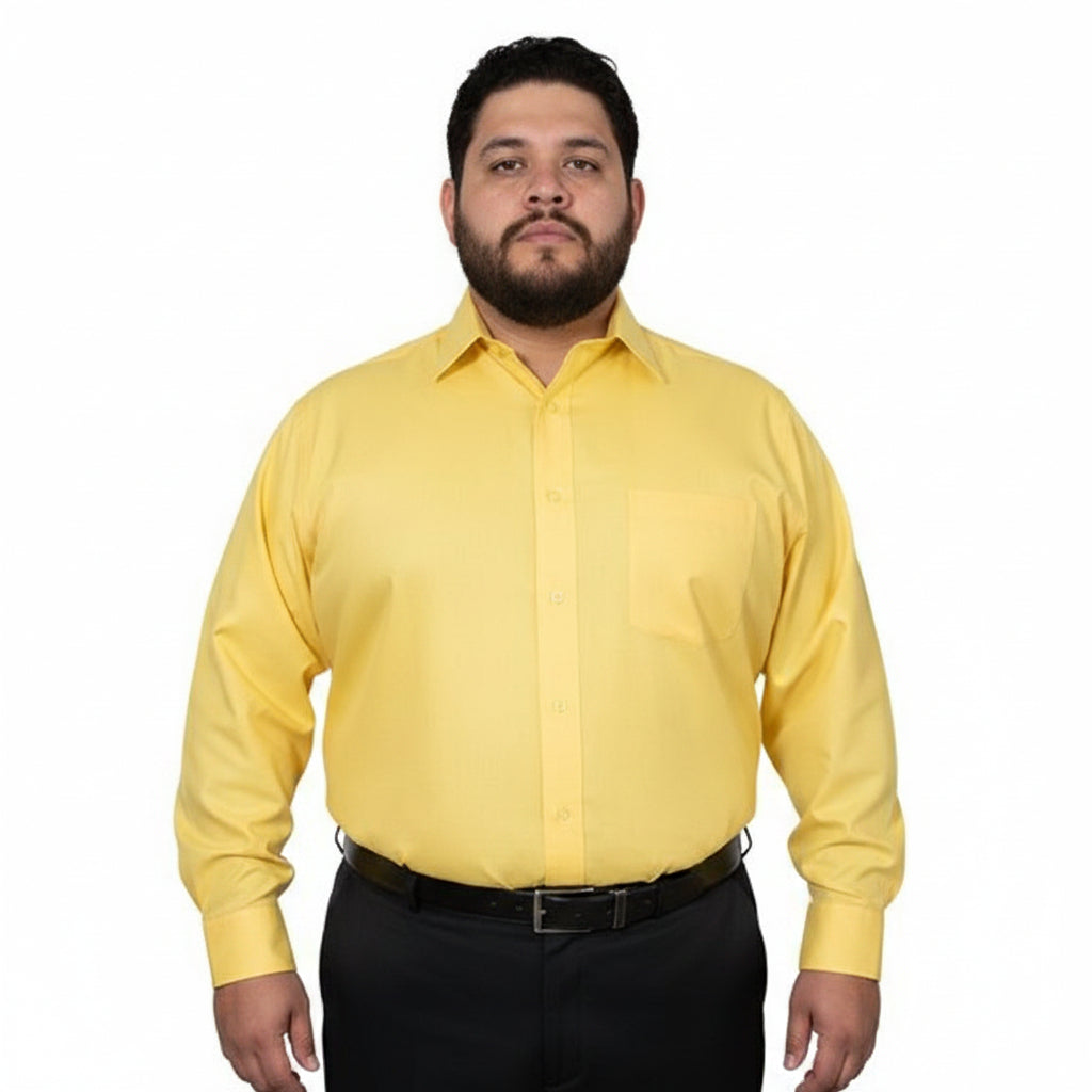 Camisa Vestir Formal De Adulto Amarilla Talla Extra 58 Y 60 - Garufa Jeans