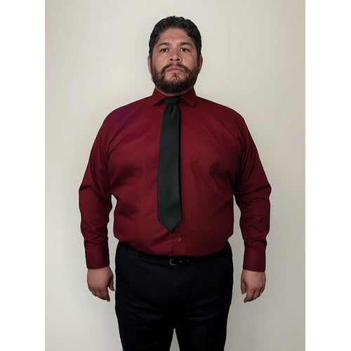 Camisa Vestir Formal Para Adulto Vino Talla Extras 58 Y 60 - Garufa Jeans