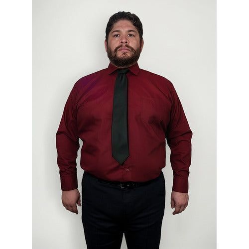Camisa Vestir Formal Para Adulto Vino Talla Extras 58 Y 60 - Garufa Jeans