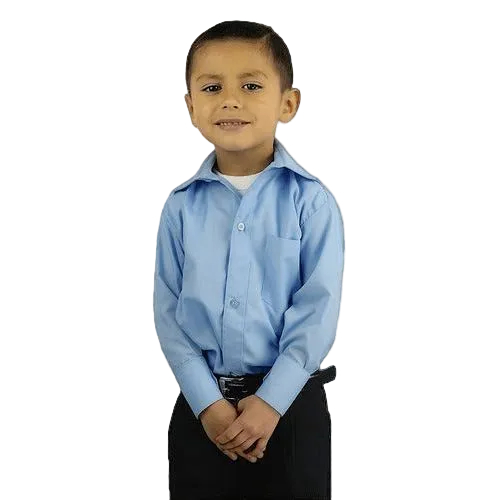 Camisa Vestir Infantil Juvenil Azul Cielo Tallas 2 A 16 - Garufa Jeans