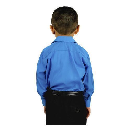 Camisa Vestir Infantil Juvenil Azul Francia Tallas 2 A 16 - Garufa Jeans