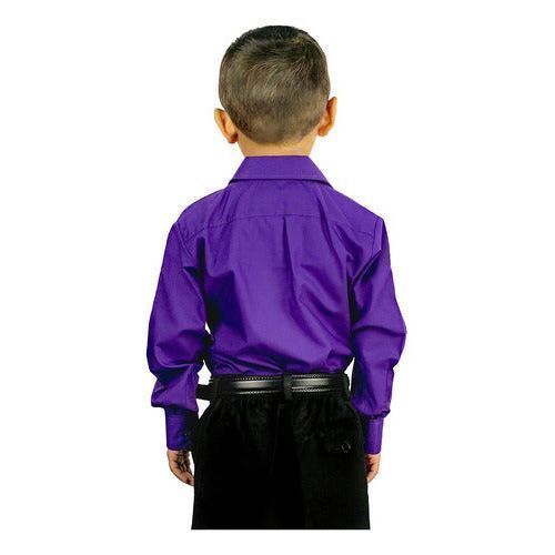 Camisa Vestir Infantil Juvenil Bailables Morada 2 A 16 - Garufa Jeans