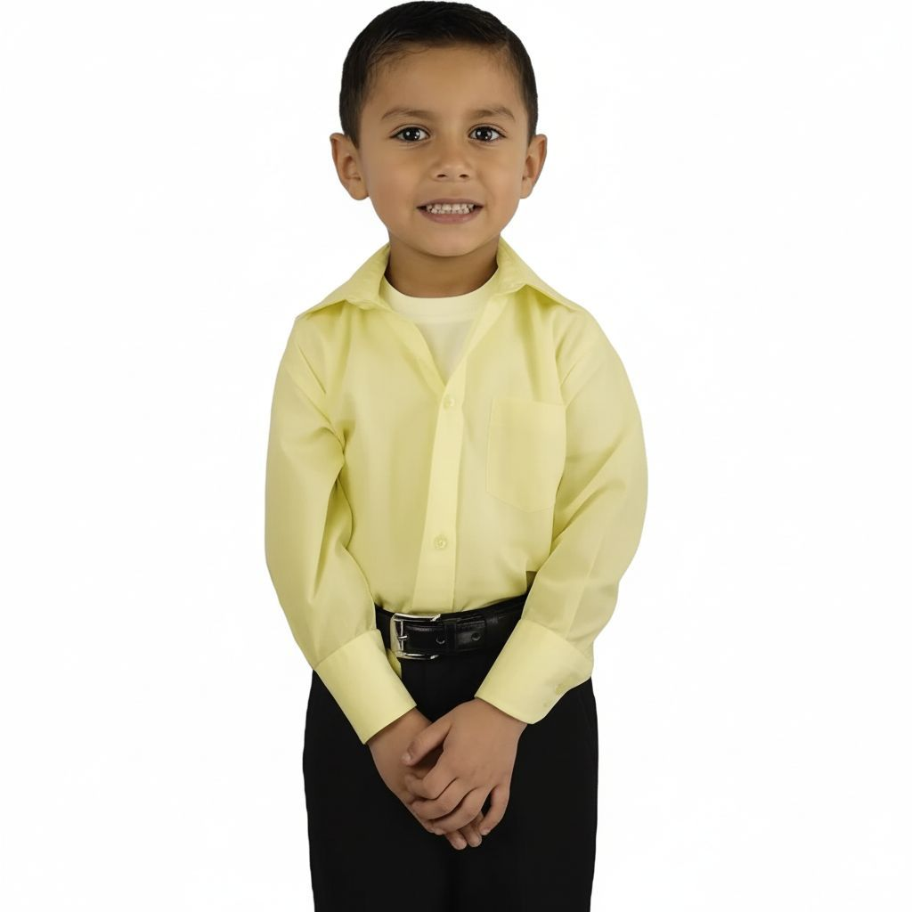 Camisa Vestir Infantil Juvenil Escolar Amarilla 2 A 16 - Garufa Jeans