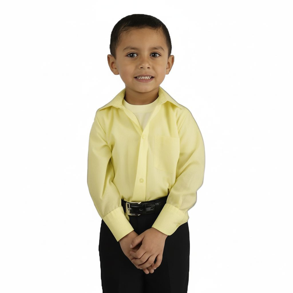 Camisa Vestir Infantil Juvenil Escolar Amarilla 2 A 16 - Garufa Jeans