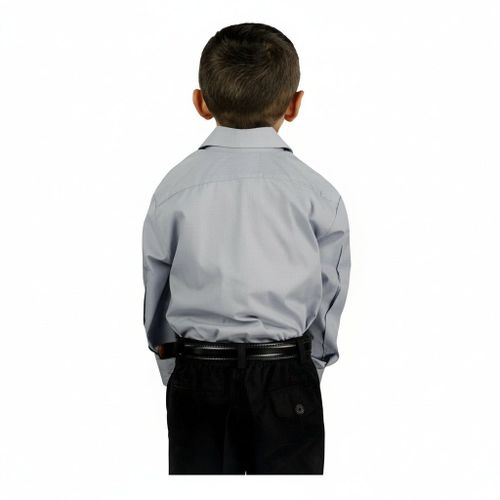 Camisa Vestir Infantil Juvenil Gris Claro Perla 2 A 16 - Garufa Jeans