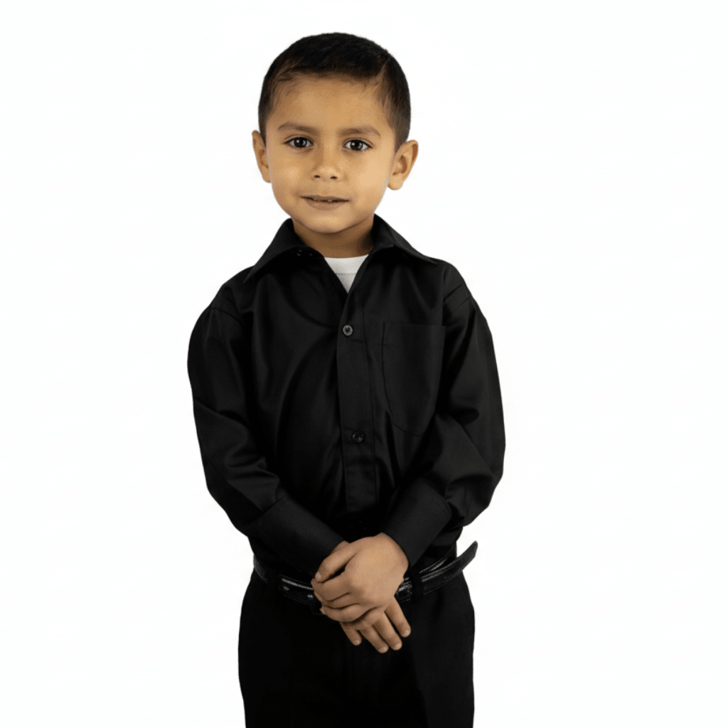 Camisa Vestir Infantil Juvenil Negra Tallas 2 A 16 - Garufa Jeans