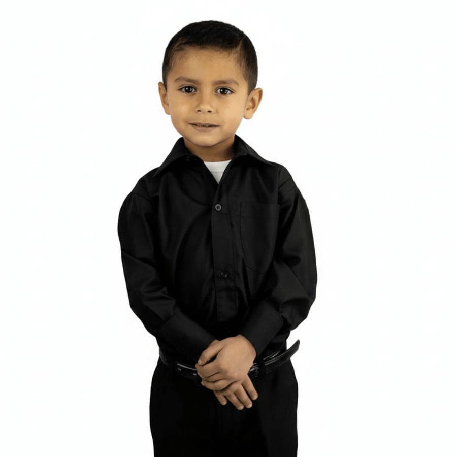 Camisa Vestir Infantil Juvenil Negra Tallas 2 A 16 - Garufa Jeans