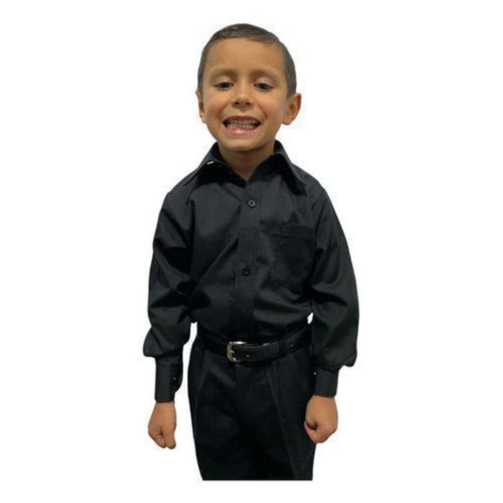 Camisa Vestir Infantil Juvenil Negra Tallas 2 A 16 - Garufa Jeans