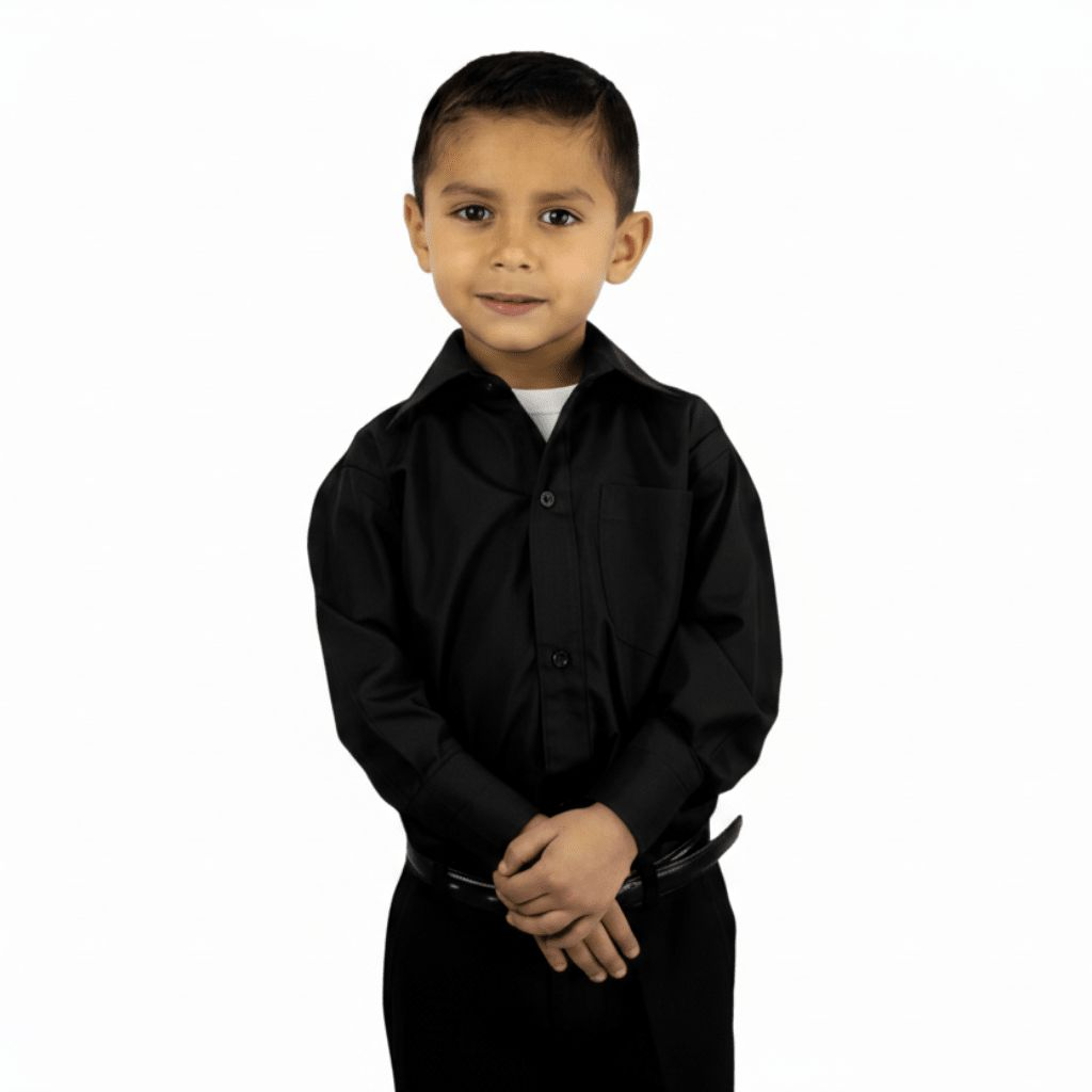 Camisa Vestir Infantil Juvenil Negra Tallas 2 A 16 - Garufa Jeans