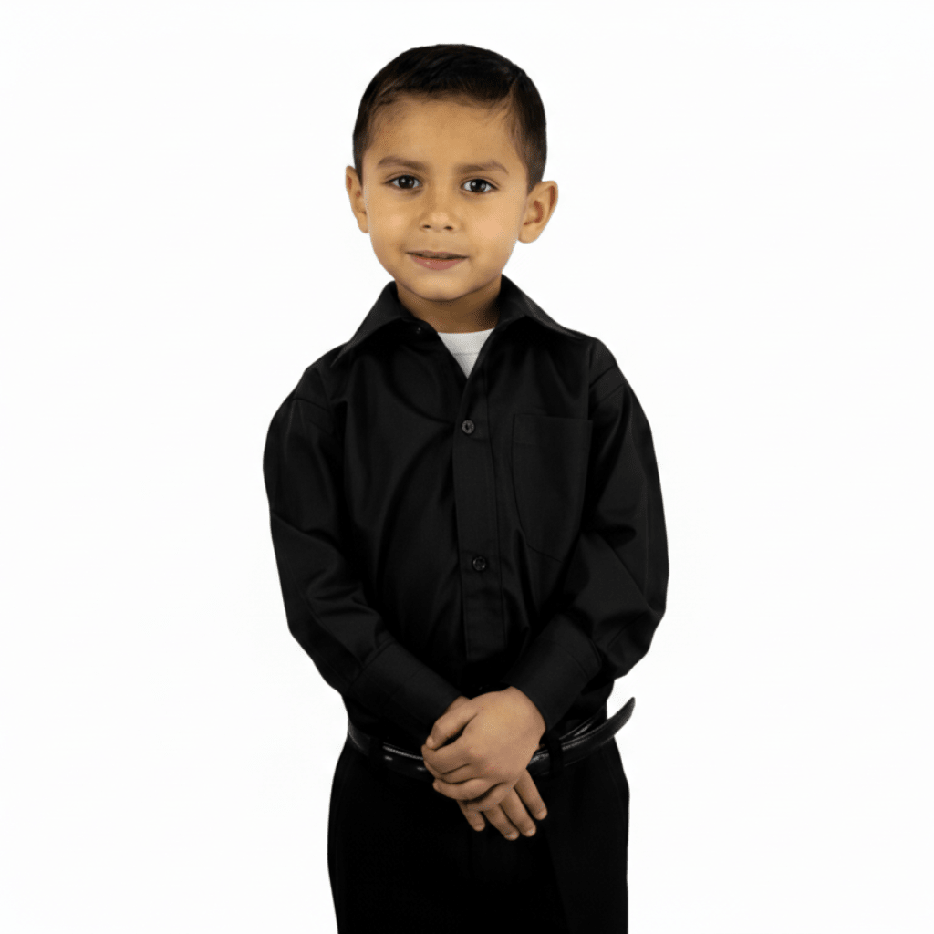 Camisa Vestir Infantil Juvenil Negra Tallas 2 A 16 - Garufa Jeans