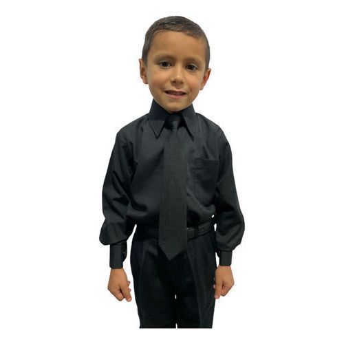 Camisa Vestir Infantil Juvenil Negra Tallas 2 A 16 - Garufa Jeans