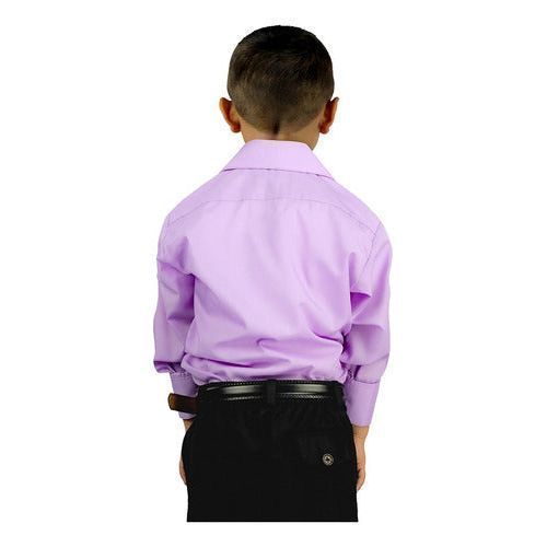 Camisa Vestir Infantil Juvenil Salidas Escolares Lila 2 A 16 - Garufa Jeans