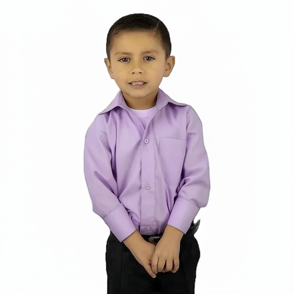 Camisa Vestir Infantil Juvenil Salidas Escolares Lila 2 A 16 - Garufa Jeans