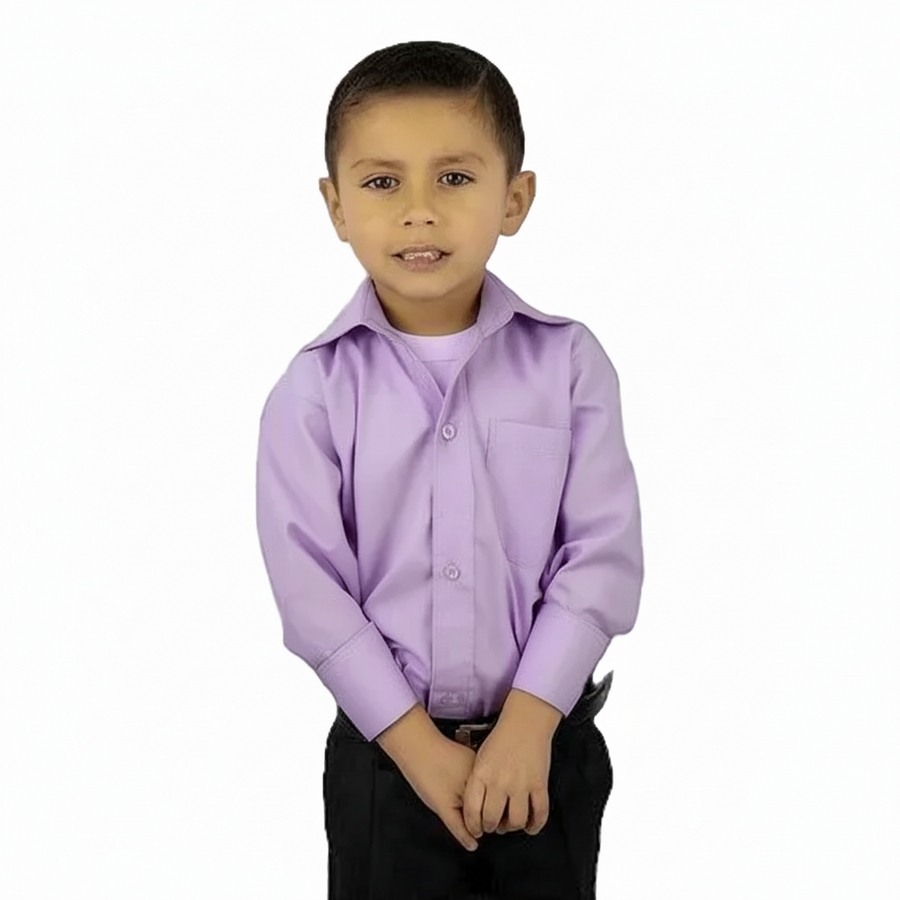 Camisa Vestir Infantil Juvenil Salidas Escolares Lila 2 A 16 - Garufa Jeans