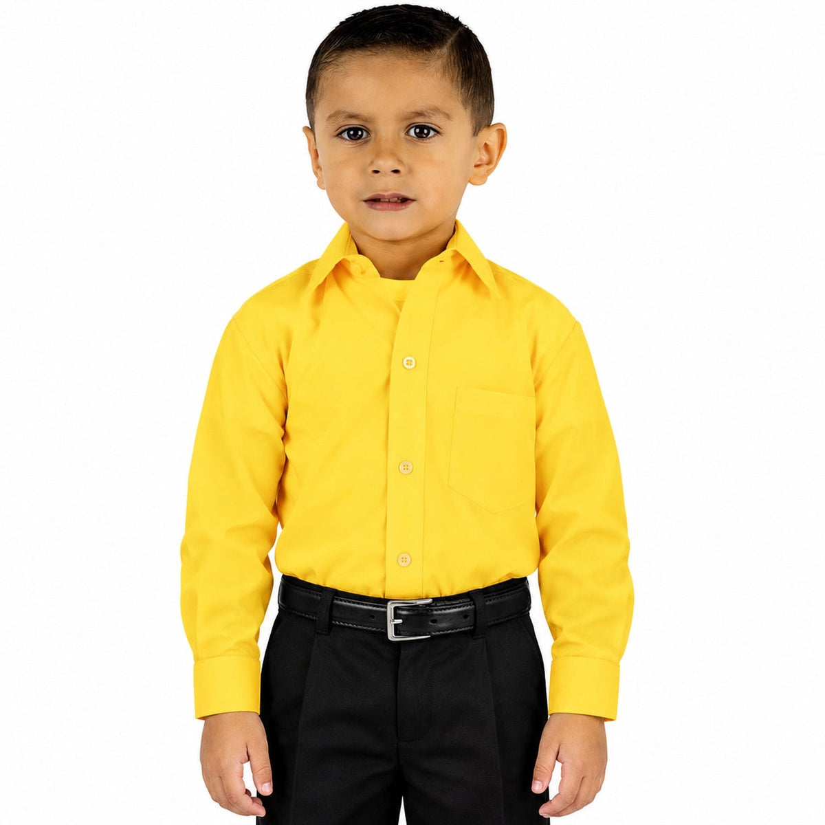 Camisa de vestir infantil mango Zanely, frontal fajada sin corbata. | color:mango-zanely