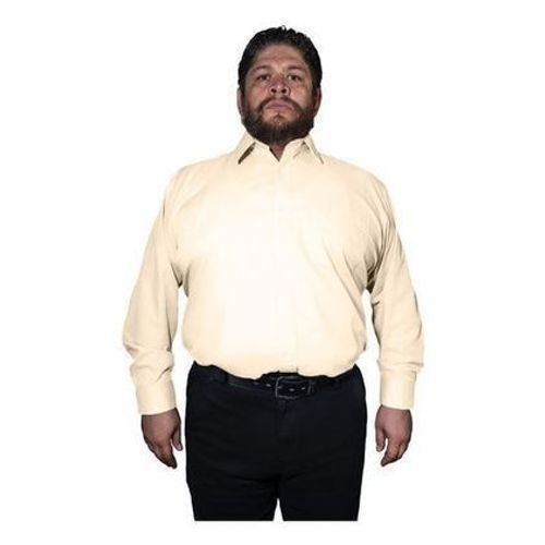 Camisa Vestir Para Adulto Hueso O Beige Talla Extras 44 A 50 - Garufa Jeans