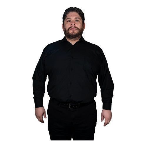 Camisa Vestir Para Adulto Negra Tallas Extras 44, 46, 48, 50 - Garufa Jeans