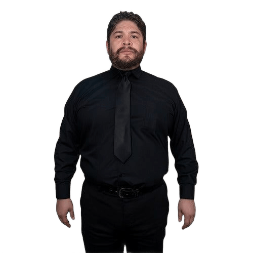 Camisa Vestir Para Adulto Negra Tallas Extras 44, 46, 48, 50 - Garufa Jeans