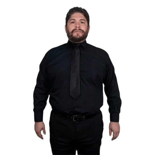 Camisa Vestir Para Adulto Negra Tallas Extras 44, 46, 48, 50 - Garufa Jeans