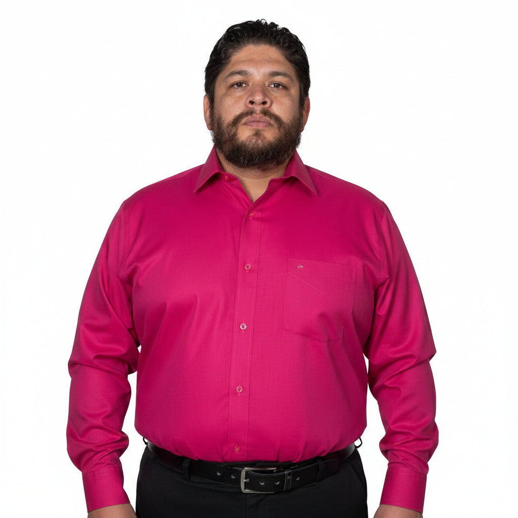 Camisa Vestir Para Adulto Rosa Fiusha Tallas Extras 44 A 50 - Garufa Jeans