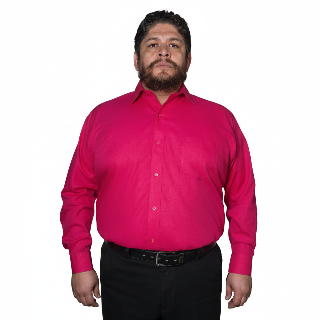 Camisa Vestir Para Adulto Rosa Fiusha Tallas Extras 58 A 60 - Garufa Jeans