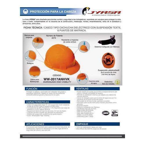 Casco Seguridad Jyrsa Ajuste Matraca Dieléctrico Certificado - Garufa Jeans