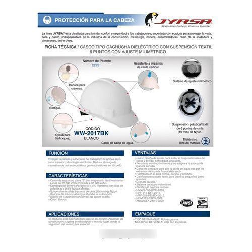 Casco Seguridad Jyrsa Ajuste Matraca Dieléctrico Certificado - Garufa Jeans